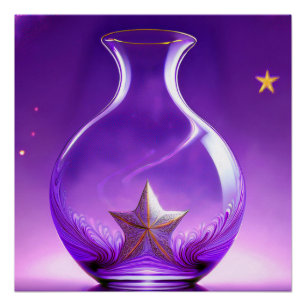 Pôster Vaso Roxo Transparente Com Estrela Tudo Sob Cúpula