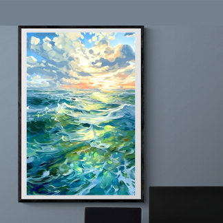 Poster Vastos mares oceânicos no pôr do sol | Ai