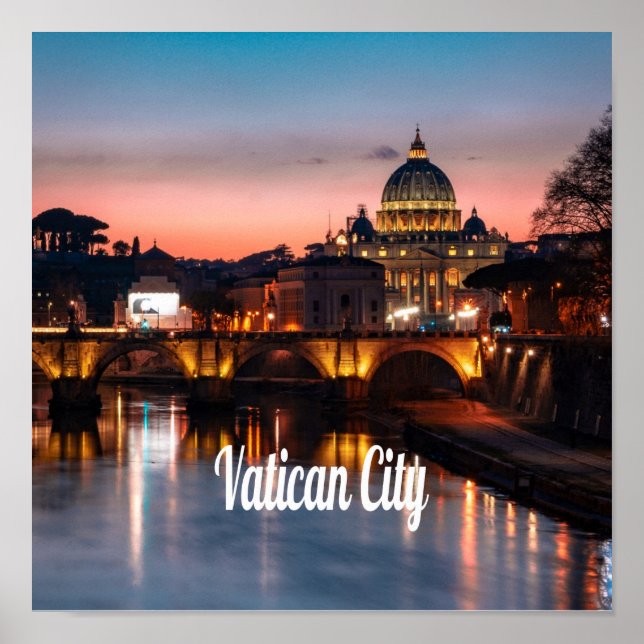 Poster Vatican City At Night Roman Catholic Church (Frente)