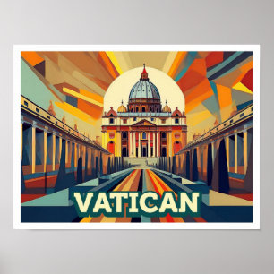 Poster Vaticano artístico Viagem de Cidade do colorido