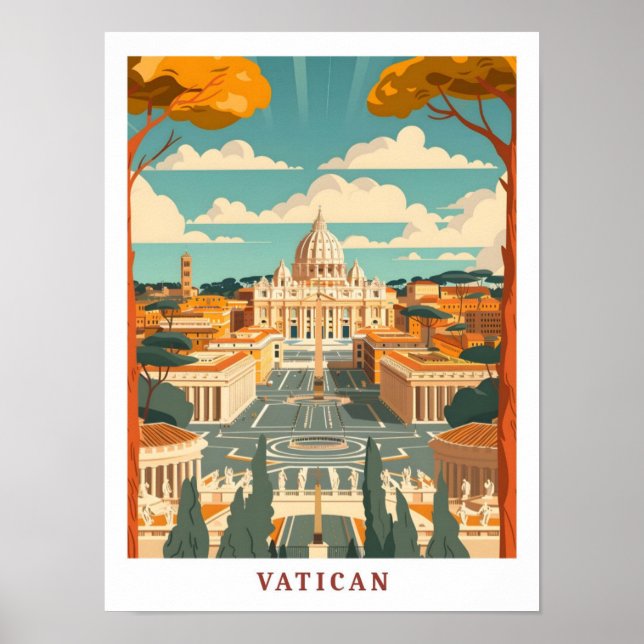 Poster Vaticano Roma Itália — Viagens vintage Elegante de (Frente)