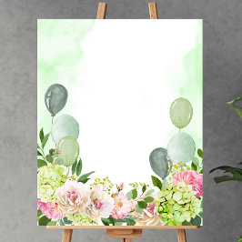 Poster Vazio adicione seu próprio hydrangea verde floral