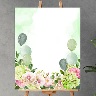 Poster Vazio adicione seu próprio hydrangea verde floral