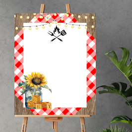 Poster Vazio Crie a Xadrez vermelha do Chá de fraldas do