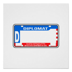 Pôster Vazio de Placa de Licença Diplomática dos EUA