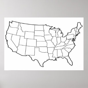 Poster VAZIO do Mapa dos EUA nos Estados Unidos