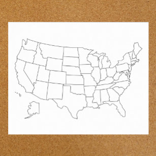 Poster Vazio dos Estados Unidos mapa-esboço dos Estados U