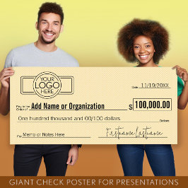 Poster Vazio Giant Check for Sweepstakes, Prêmios, Charit