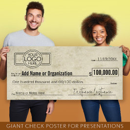 Poster Vazio Giant Check for Sweepstakes, Prêmios, Charit