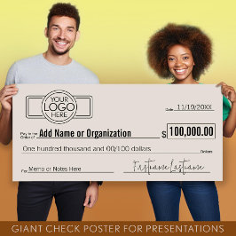 Poster Vazio Giant Check for Sweepstakes, Prêmios, Charit