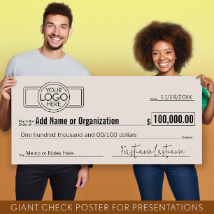 Poster Vazio Giant Check for Sweepstakes, Prêmios, Charit