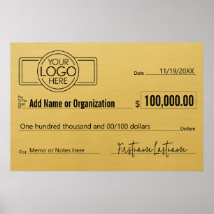 Poster Vazio Giant Check for Sweepstakes, Prêmios, Charit