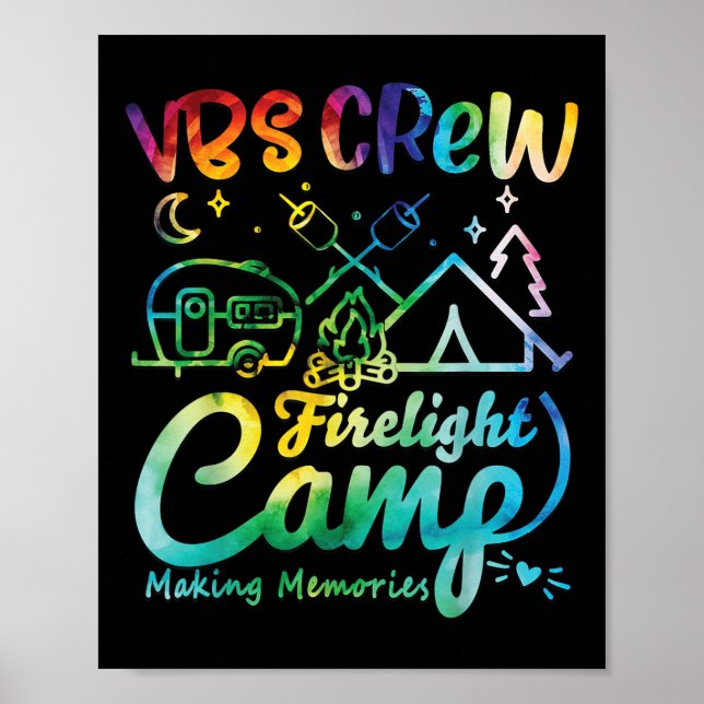 Poster Vbs Crew Camp Firelight Vacation Bible School Camp (Frente)