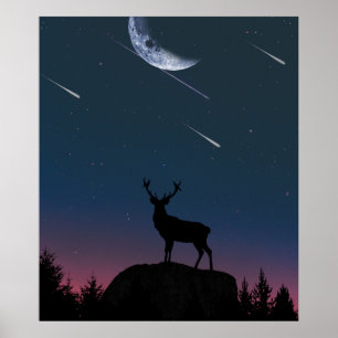 Poster veado à luz da lua