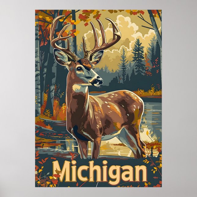 Poster Veado-de-cauda-branca de Michigan (Frente)