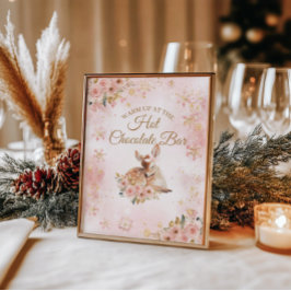 Poster Veado de inverno rosa é um Bar quente Chá de frald