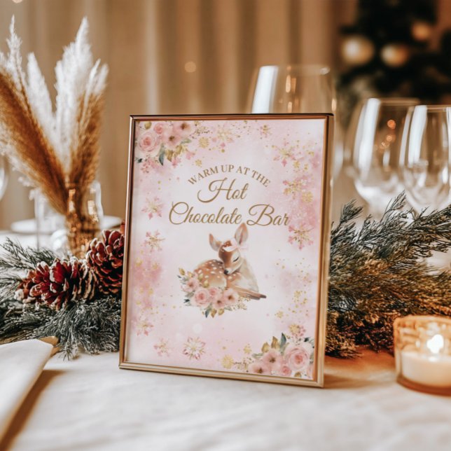 Poster Veado de inverno rosa é um Bar quente Chá de frald (Criador carregado)