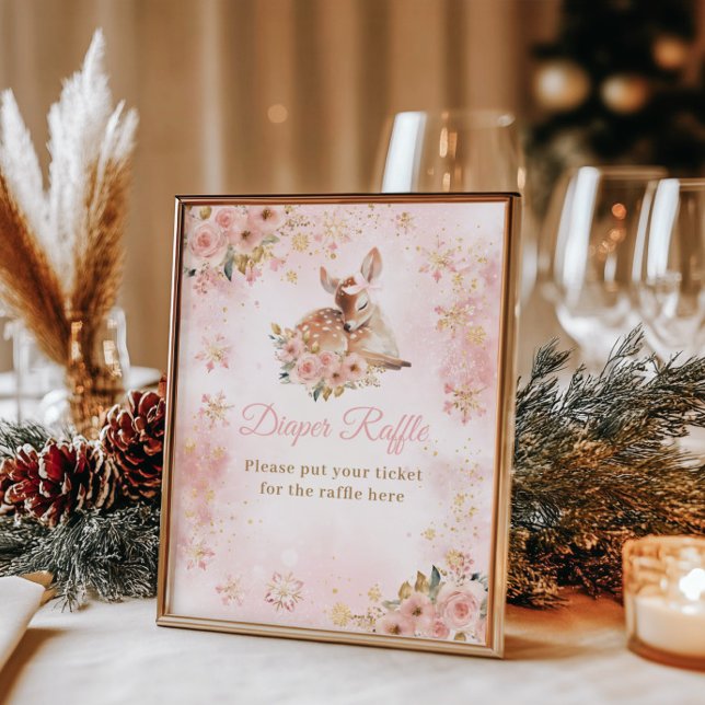 Poster Veado de inverno rosa É uma Fralda de Chá de frald (Criador carregado)