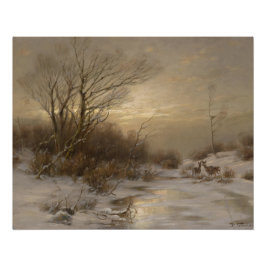 Pôster Veado em Paisagem de Inverno - Désiré Thomassin