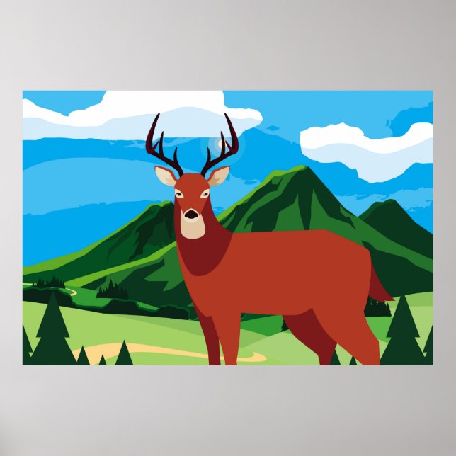 Poster Veado feliz temporada de outono, animal de design  (Frente)