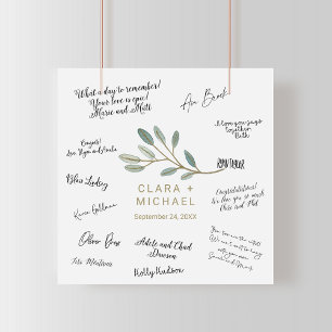 Poster veado ouro do Guestbook do casamento do