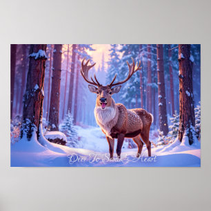 Poster Veer To Papai noel Heart - Reindeer