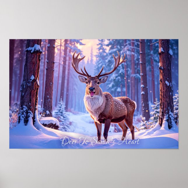 Poster Veer To Papai noel Heart - Reindeer (Frente)