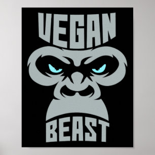 Poster Vegan Beast Workout Muscle Gorilla Gym Bodybuildin