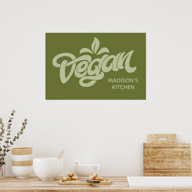 Poster Vegan de nome personalizado (Cozinha)