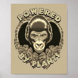 Poster Vegan Gorilla - Powered By Plants Quote
