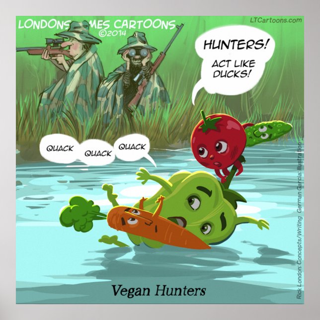 Pôster Vegan Hunters Funny Quality Glossy Engraçado Poste (Frente)