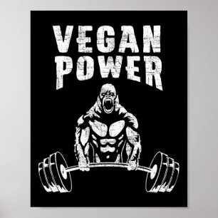 Poster Vegan Power Gorilla Bodybuilding Gym Workout