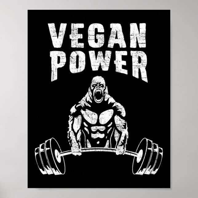 Poster Vegan Power Gorilla Bodybuilding Gym Workout (Frente)