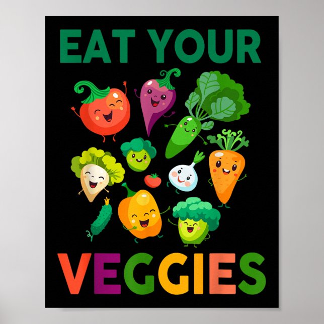 Poster Vegan Shirt Kids Toddler Boys Comem O Veg (Frente)