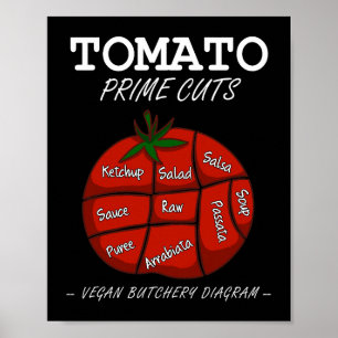 Poster Vegan Tomato Primeiro Corte Vegetariano Butcher Ve