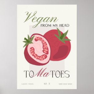 Poster Vegano Da Minha Cabeça Aos Tomates Decoração de Co