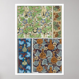 Pôster Vegetais florais de Nouveau da arte do vintage,