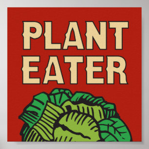 Pôster Vegetal Eater retro vegetariano design