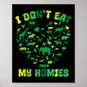 Poster Vegetariana do Coração das Groovy Eu não como minh