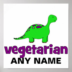 Poster Vegetariano - Design de dinossauro