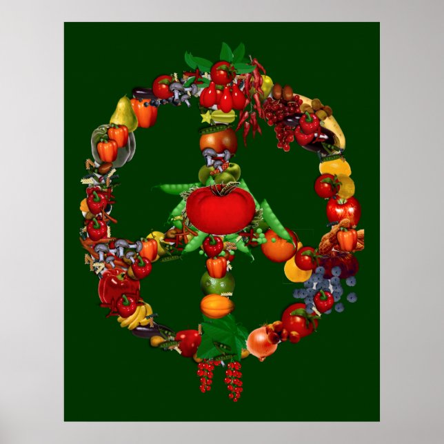 Pôster Veggie Peace Sign (Frente)