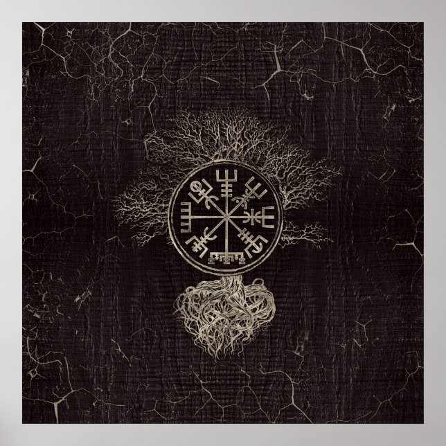 Poster Vegvisir e Árvore da Vida - Yggdrasil (Frente)