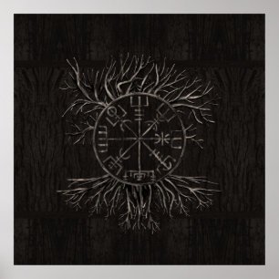 Poster Vegvisir e árvore de vida Yggdrasil
