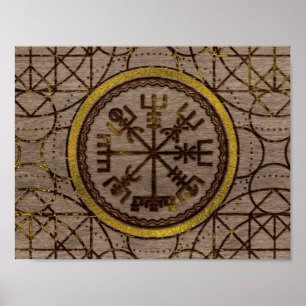 Pôster Vegvisir. O compasso mágico de Viking da navegaç