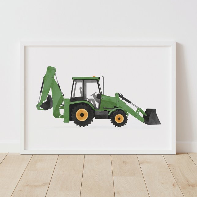 Poster Veículo de Construção Carregadeira Retro Escavadei (Criador carregado)