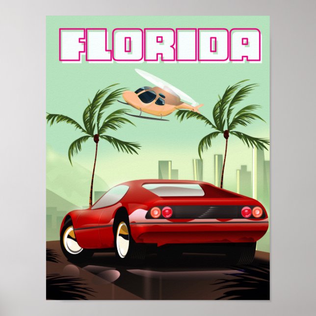 Poster Veículo desportivo vermelho da Flórida (Frente)