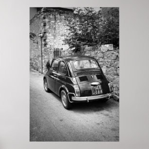 Poster Veículo FIAT 500 a preto e branco