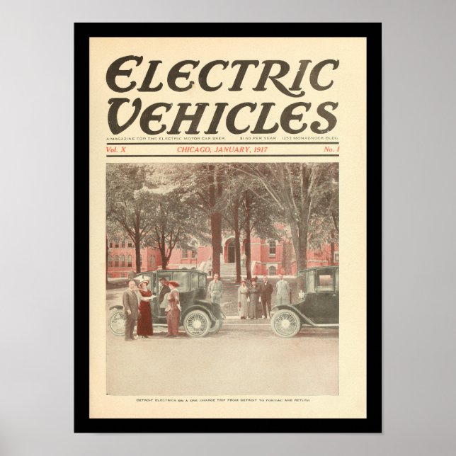 Poster Veículos Elétricos Automóveis Vintage (Frente)