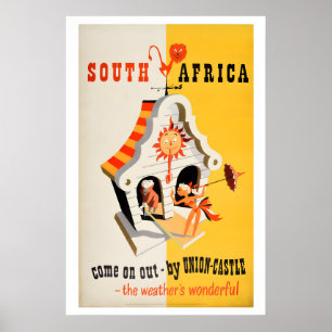 Poster Veja a África do Sul! Cartaz de Viagem em Estilo V
