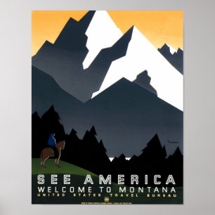 Poster Veja a América - Bem-vindo ao Montana - WPA